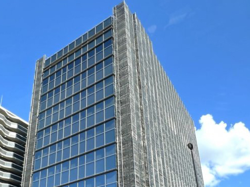 福岡市博多区　旧NTTビル　光触媒外壁施工